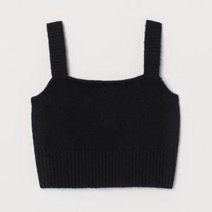H&M Conscious Black Knit Cropped Top XS Brand New NWT